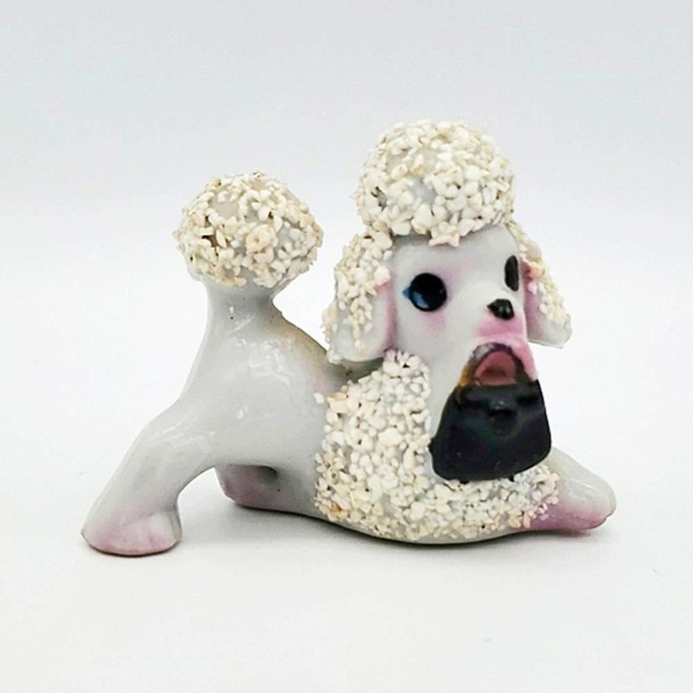 Spaghetti Poodle Figurine w/Handbag Purse Vintage